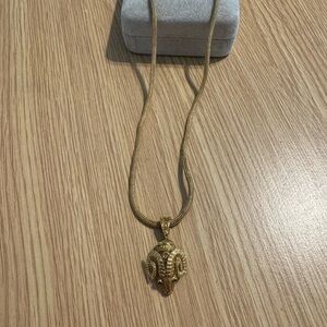 18k Gold Vintage Greek Ram Necklace with Mesh Chain